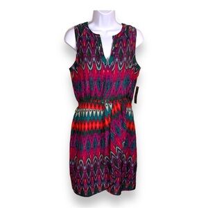 NEW SMALL CHARLIE JADE FUCHSIA PINK COLORFUL BOHO PRINT SLEEVELESS DRESS HENLEY